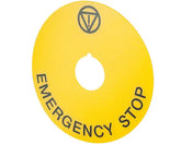 Elfin Yellow legend plate, Ø 90, "EMERGENCY STOP" - Rubicon Partner Portal